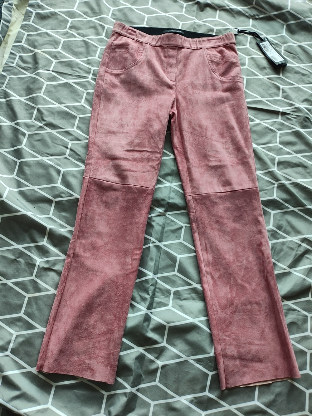 Women’s Pink Suede-Look Straight Leg Pants